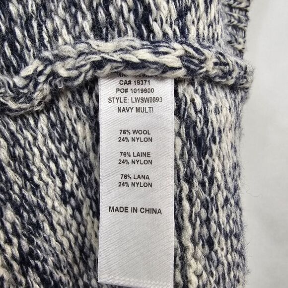 Frame Belted Melange Wool Blend Belted Cardigan in Navy and Light Gray Size S - Picture 13 of 14